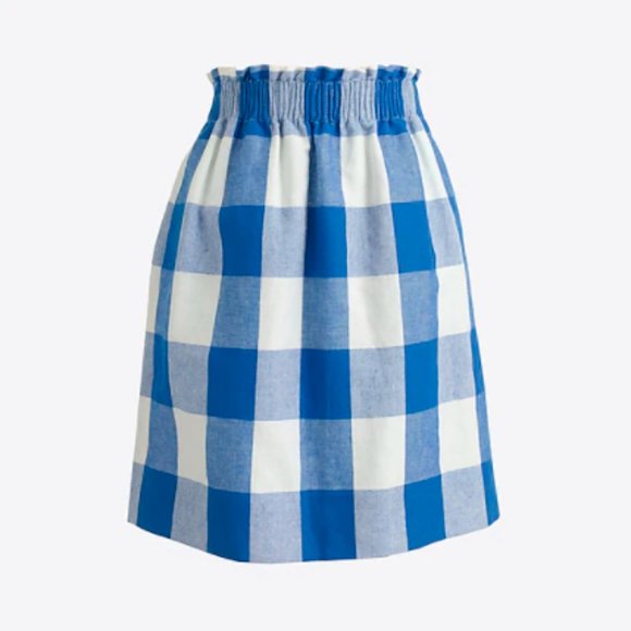 J. Crew Blue and White Checkered Sidewalk Skirt - Picture 1 of 7